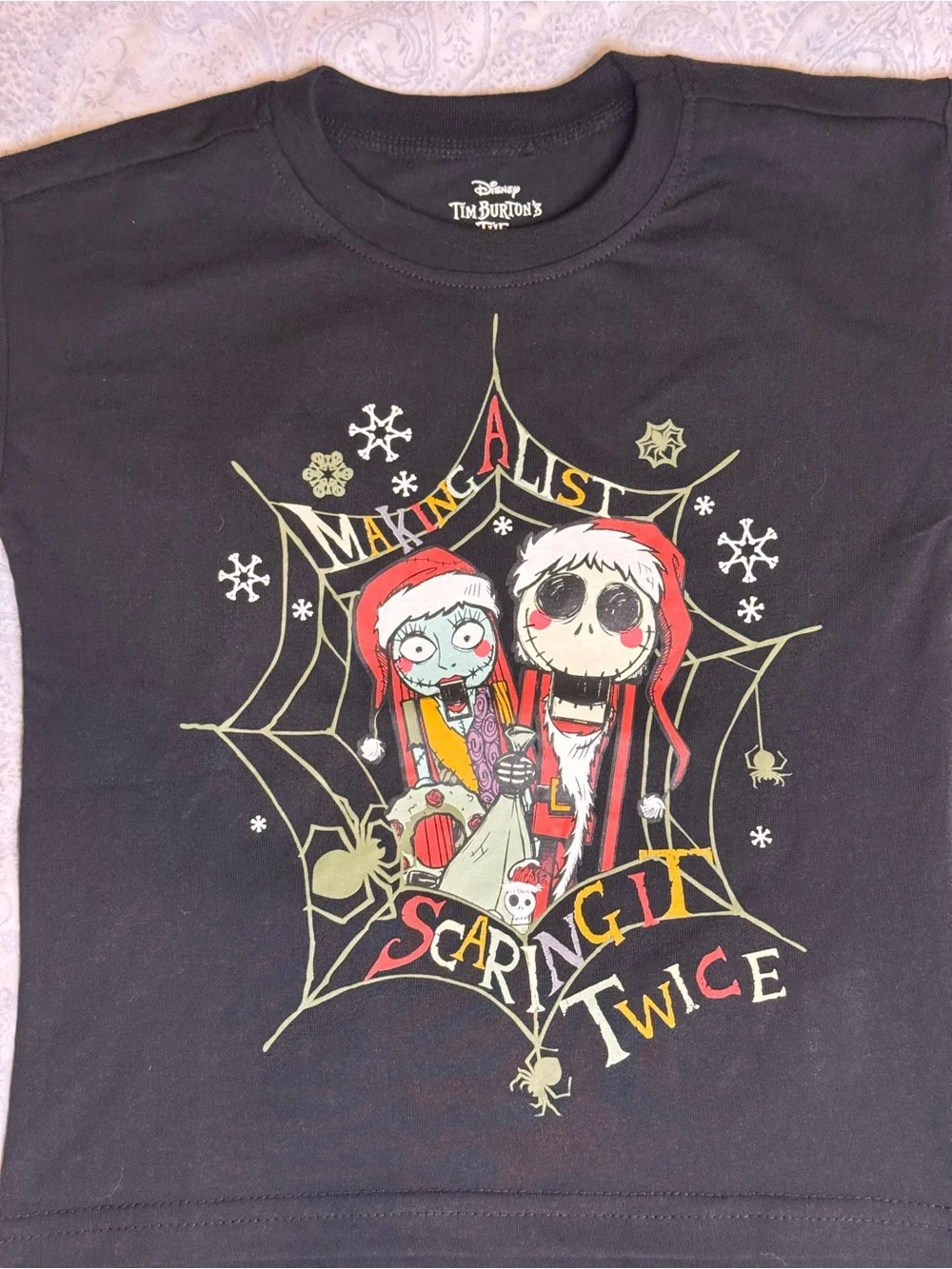 Disney Tim Burton Nightmare Before Christmas  Kids Tee with Jack & Sally